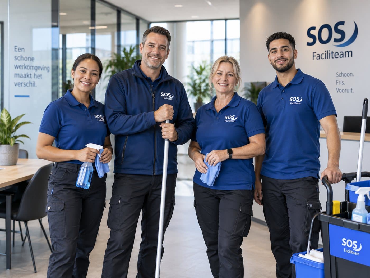 Team van SOS Faciliteam in bedrijfskleding
